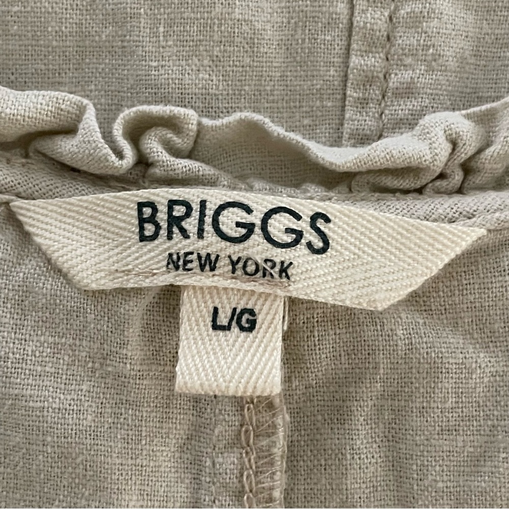 Sleeveless Linen Blend Neutral Cream Beige V-Neck Shift Dress w/ Pockets Large - Picture 11 of 15